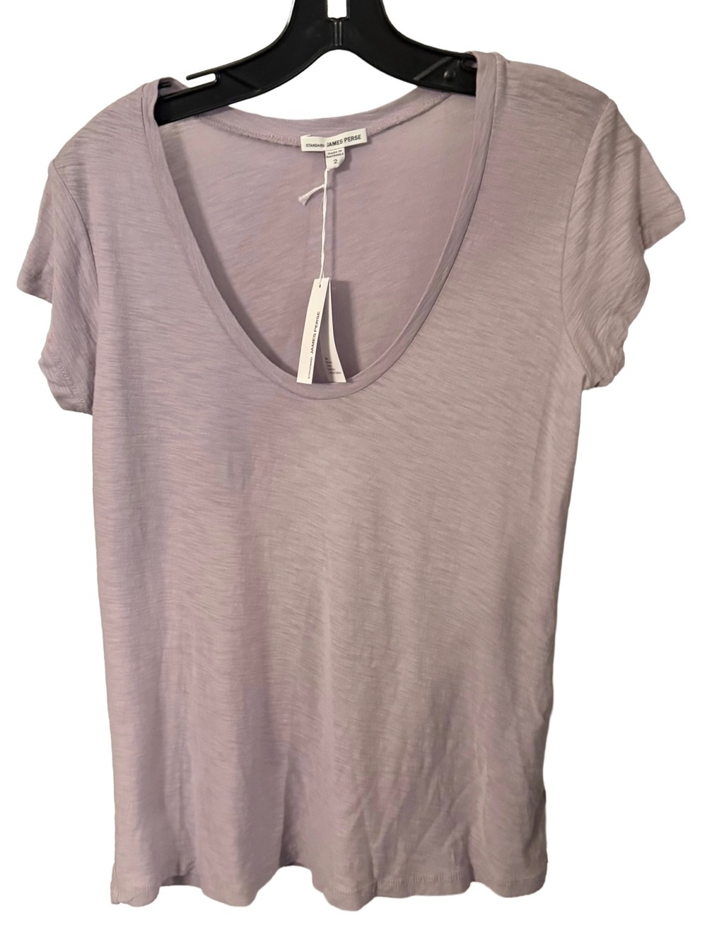 James Perse Women’s Scoop Neck Slub Tee Shirt Light Lavender Sz M ( JP 2) NWT